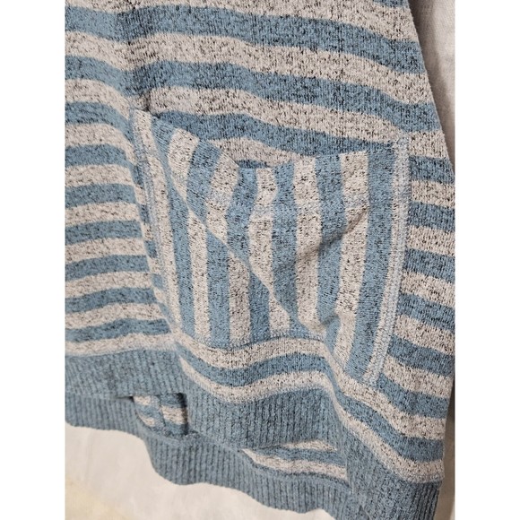 Habitat Tunic Super Soft‎ Fleece, Pullover Striped Seafoam Blue And Grey, LARGE - Picture 2 of 9